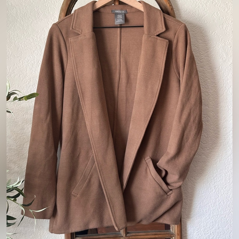Matty M Camel Brown Knit Blazer Jacket – Size XL - Picture 2 of 7